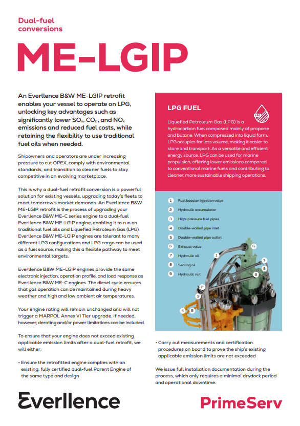 Dual-fuel conversions ME-LGIP